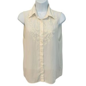 Forever 21 Cream Sleeveless Blouse Women’s Small